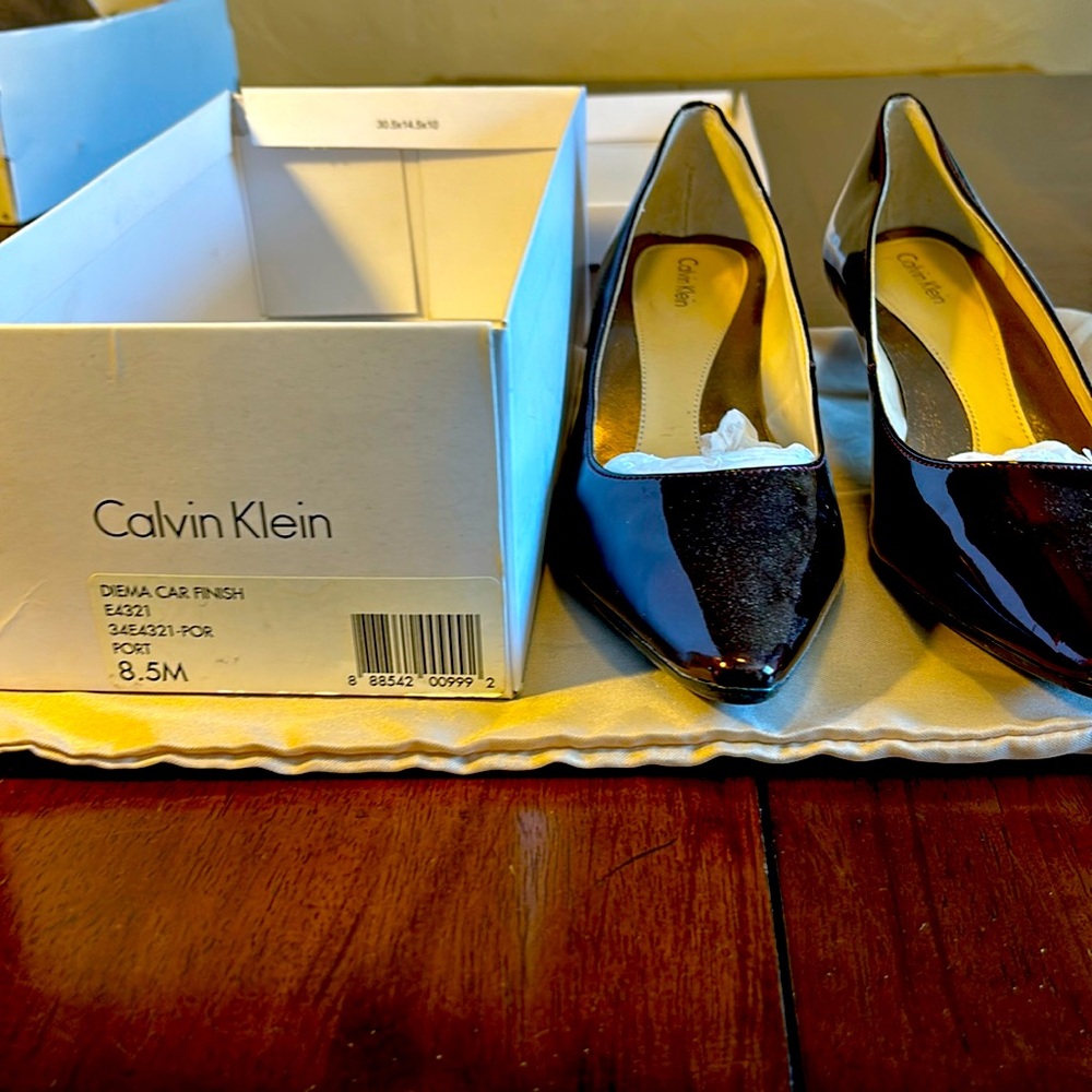 Rich Burgundy never worn Calvin Klein kitten, heel pumps pointed toe